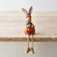 Pumpkin Rabbit Shelf Sitter - Orange