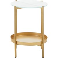 Pali Two Tier Glass And Iron Side Table - Gold