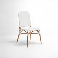 Manado Natural and White Rattan Dining Chair - White