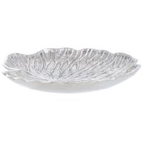 Salma Small Silver Finish Lotus Leaf Plate. - Silver