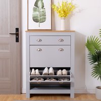 HMD Shoes Storage Cabinet Footwear Stand 3 Drawers - Grey+Oak