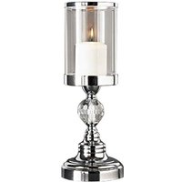Crystal Effect Chrome Candle Holder - Silver