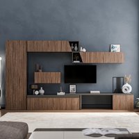 Southsea Wall Mounted Entertainment Center - Black and Alina Pattern