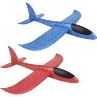Mega Foam Plane Gliders Set of 2 Hand Throw Aeroplane - Blue and Red