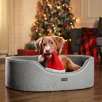 Dog Bed, Pet Bed, Reversible Cushion, 83 x 63 x 27 cm, Grey - Grey