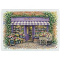Village Florist Worktop Protector - Large Textured Glass Chopping Board - Purple