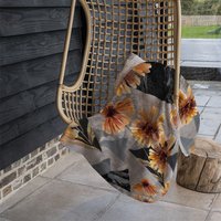 Geometric Floral Shapes Blanket - Orange