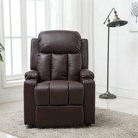 Studio Leather Manual Recliner with Drink Holders - Brown