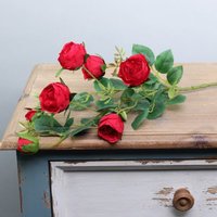 Artificial Peony Rose Spray - Red