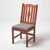 Thin Stripe Cotton Seat Pad with Button Straps - Black and White / 5cm