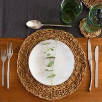 Argon Tableware 12 Piece Round Woven Seagrass Placemats Coasters Set - Brown