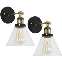 Norton Industrial Pair of Black Indoor Wall Lantern - Black