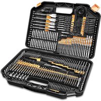 246 Piece HSS Titanium Twist Combination Drill Bit Set - Black