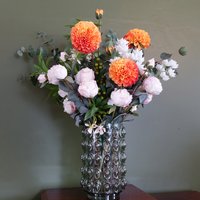 Dahlia Peony Artificial Foliage Retro Vase - Dahlia Peony Foliage Retro Vase