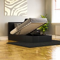Lisbon Faux Leather Ottoman Bed - Black / Single