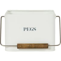 Sanctuary Peg Holder with Dark Wood Handle - White