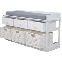 Shoe Storage Bench With Cushioned Seat And 6 Drawers - White