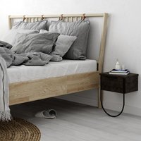 FWStyle Modern 1 Door Bedside Table Cabinet Wall Mounted Design - Dark Coffee
