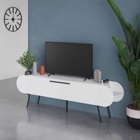 FWStyle 2 Door Capsule Design Modern TV Unit Scratch Resistant - Painted White
