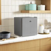 HOMCOM 46 Litre Table Top Fridge Mini Fridge with Chiller Box - Grey and With Lock / ABSCopperPSSteel