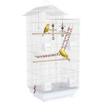 PawHut Bird Cage for Small Birds with Accessories - White