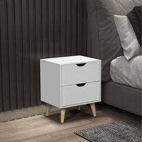 HOMCOM Bedside Cabinet Bedside Table with 2 Drawers - White