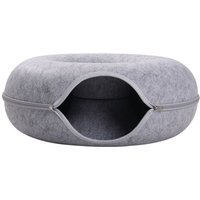 Round Felt Cat Tunnel Bed - Grey / 50cm