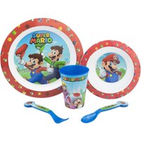 Super Mario 5PC Breakfast Set Microwave Safe - Red