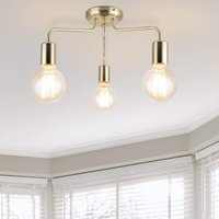 COSYLYTE Fraser 3 Light Ceiling Flush Light - Brass