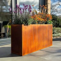 Corten Steel Long Tall Trough Metal Planter - Rusted / 90cm