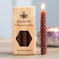 Set of 6 Beeswax Spell Candles 1-Hour Burn, Non-Toxic Elevate Rituals - Brown