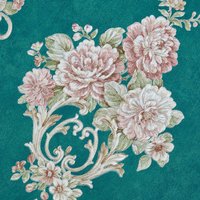 Vintage Non-Pasted Non-Woven Damask 3D Embossed Wallpaper Roll - Green