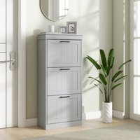 HOMCOM Narrow Shoe Cabinet with Flip Drawers - Grey