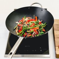 MasterClass Carbon Steel 35.5cm Wok - Black