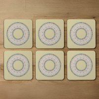 Yellow Circle Ornament Round Frame Coaster - Yellow