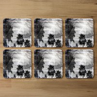 Silver And Black Palm Coaster - Black