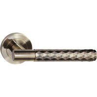 Knurled Diamond Cut T-Bar Door Handle Lock Set with Mortise Lock and Thumbturn - Brass