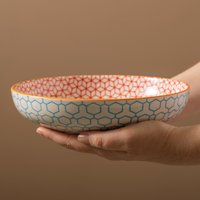 Mikasa Blue Geometric Set of 4 Stoneware Bowls 900ml - Blue - Blue
