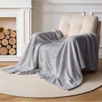 Soft Warm Plush Fuzzy Throw Blanket - Beige,150cm L x 100cm W - Grey / 200cm L x 150cm W