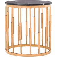 Alvaro Round Copper Finish Side Table - Gold