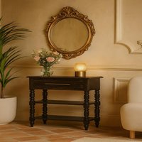 Solid Wood Heritage Turned-Leg Side Table - Brown