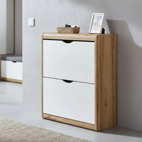 2 Drawer Shoe Cabinet Wotan Oak and White - White & Oak