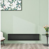 Horizontal Traditional Cast Iron Style Radiator 300-600mm 3 Column Anthracite - Anthracite / 30cm / 146cm