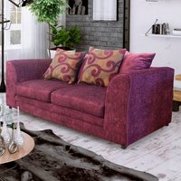 Dynasty Chenille Fabric 3 Seater Sofa - Purple