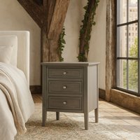 Wyld Haus Laurelbrook 3-Drawer Grey Wooden Bedside Table - Grey