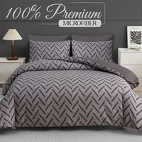 Pamposh Premium Microfiber Durable Duvet Cover Set - Grey & Black / Duvet Cover Set (1 x Duvet Cover + 2 x Pillowcase) / King