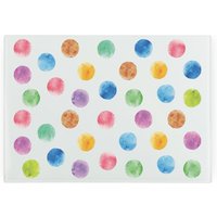 Multicoloured Polka Dots Smooth Glass Worktop Saver - Small Chopping Board - Green