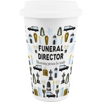 Novelty Funeral Director Ceramic Travel Mug - Reusable Drinks Cup Gift - White