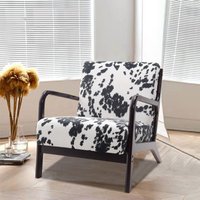 Wooden Frame Single Seat Sofa Armchair With Padded Cushion Home - Black White