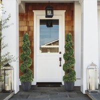 2 Pack Artificial Plant Topiary Spiral Boxwood Tree - Green